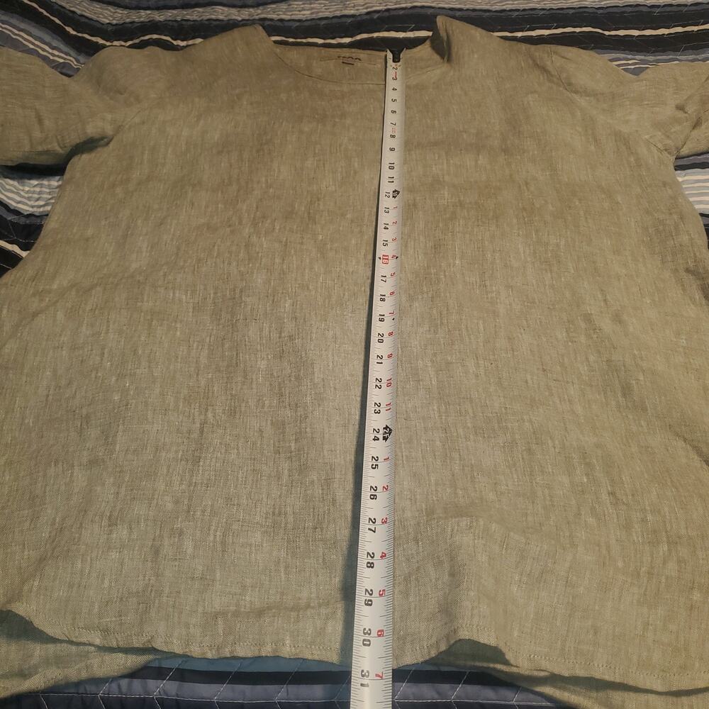 FLAX Linen Tunic Top Lagenlook Muted Sage Green Oversized Relaxed Fit FLAW - Picture 9 of 11